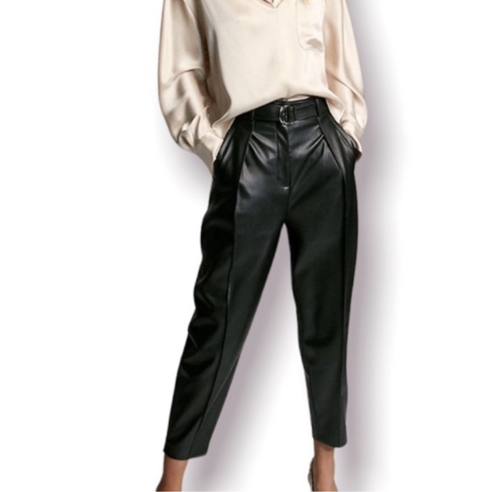 Aritzia Babaton Mayne Black Faux Leather Pants Size 0